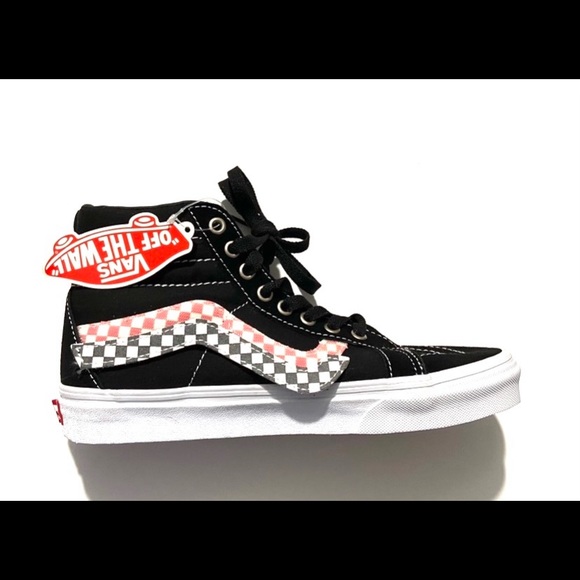 Vans Sk8-Hi Black Checkered Removable Logo Strip Women’s 8 & 8.5 - Picture 2 of 9
